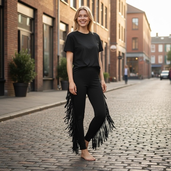 Fashion17 Pants - Black Fringe pants
New